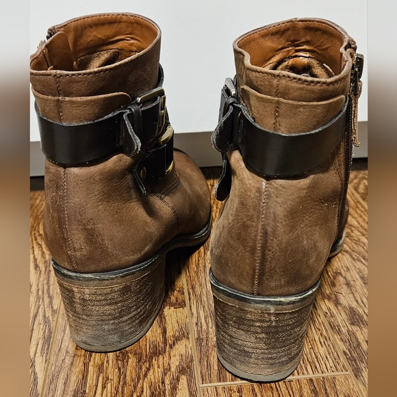 Franco Sarto Brown Ankle Boots with Buckle - Picture 4 of 10
